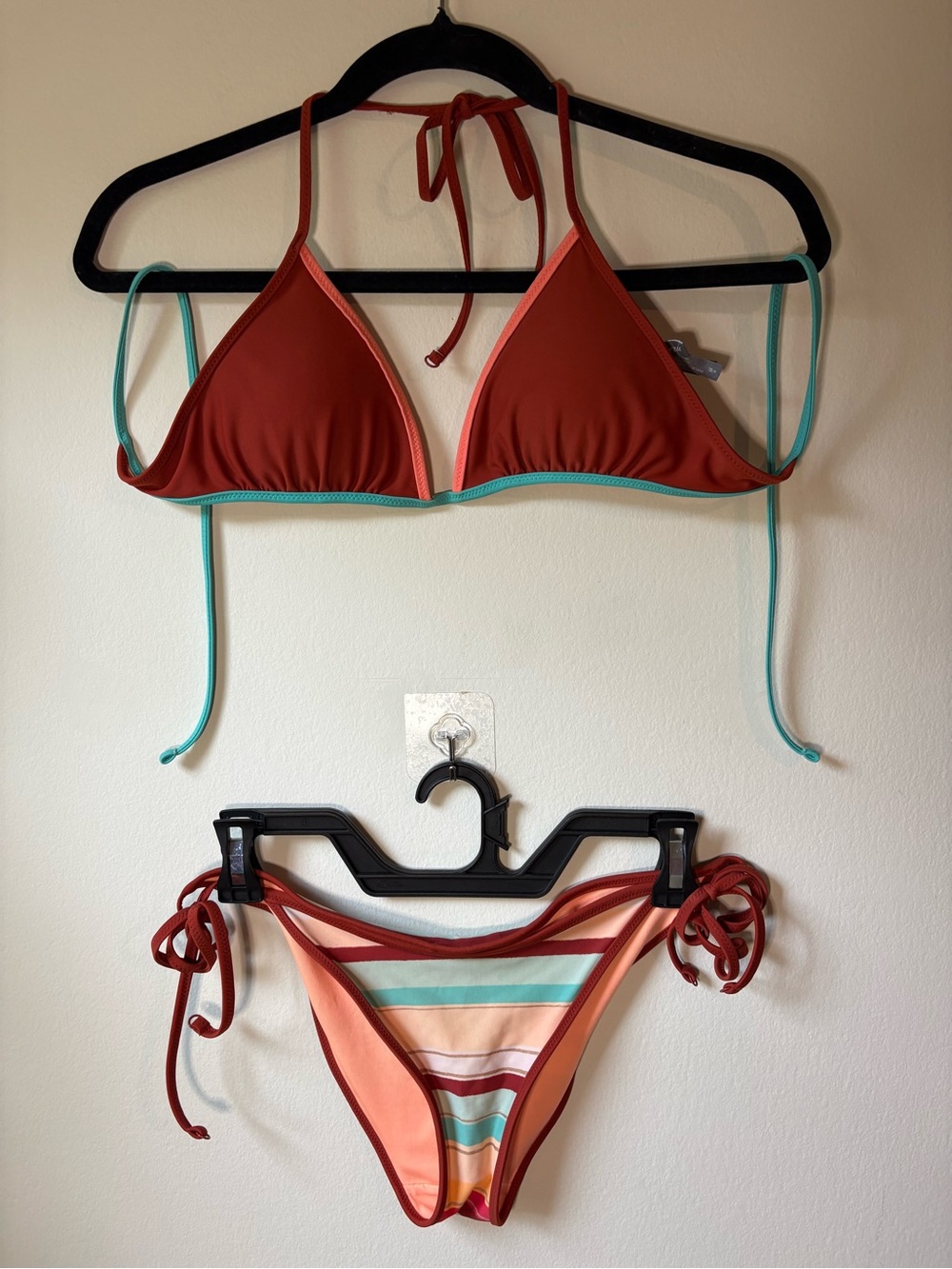 Women's Rust Triangle Bikini with Mint Trim - Unbranded